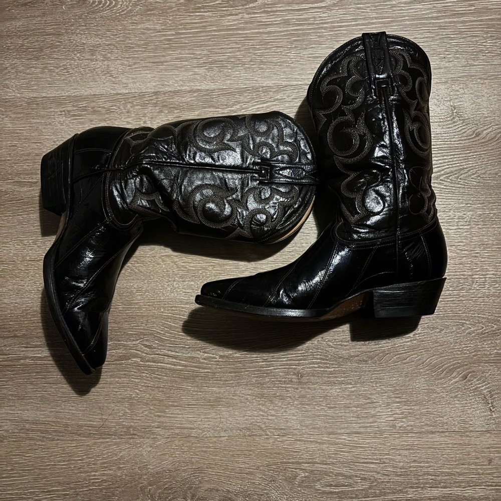 Black Embroidered Cowboy Boots